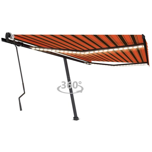 vidaXL ročno zložljiva tenda z led lučkami 400x300 cm oranžna in rjava Cene