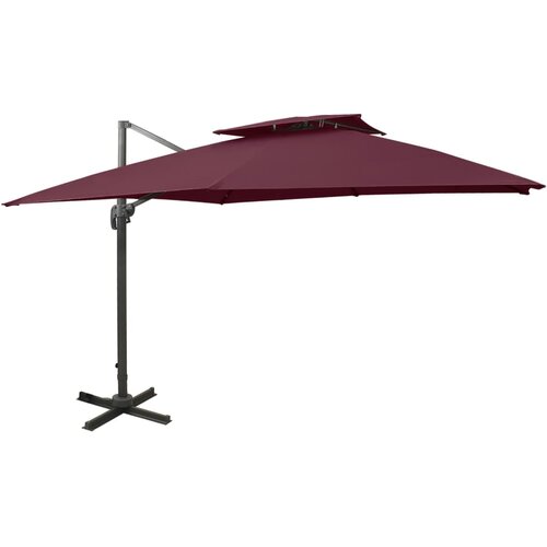  Konzolni suncobran s dvostrukim vrhom 300 x 300 cm bordo Slike