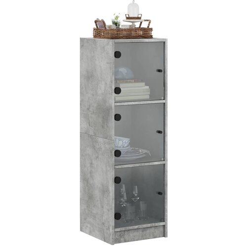  Visoka komoda sa staklenim vratima boja betona 35 x 37 x 109 cm Slike