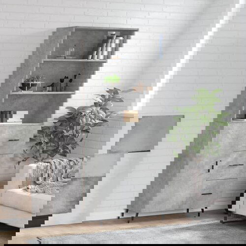 vidaXL Visoka komoda siva betona 69 5x34x180 cm od konstruiranog drva Cene