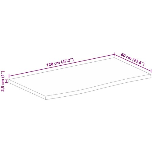 Stolna ploča sa živim rubom 120x60x2,5cm od masivnog drva manga Slike