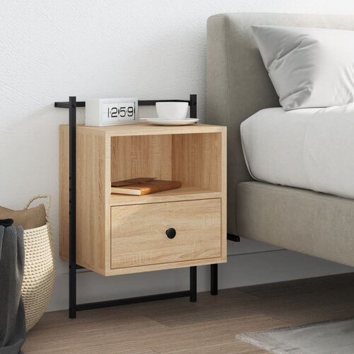 VidaXL Stenska nočna omarica sonoma hrast 40x30x61 cm inženirski les Slike