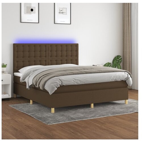 vidaXL Box spring postelja z vzmetnico LED temno rjava 180x2 Cene