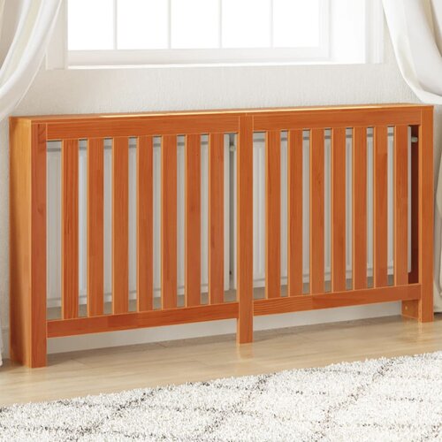 vidaXL Pokrov za radiator voščeno rjav 169x19x84 cm trdna borovina Cene