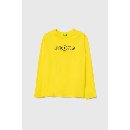 United Colors Of Benetton Otroška bombažna majica z dolgimi rokavi rumena barva