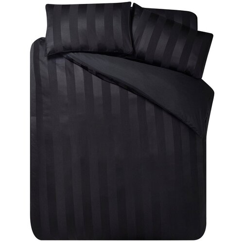 Catherine Lansfield Crna 3-dijelna satenska posteljina za bračni krevet 200x200 cm So Soft Satin Stripe &ndash; Cijene