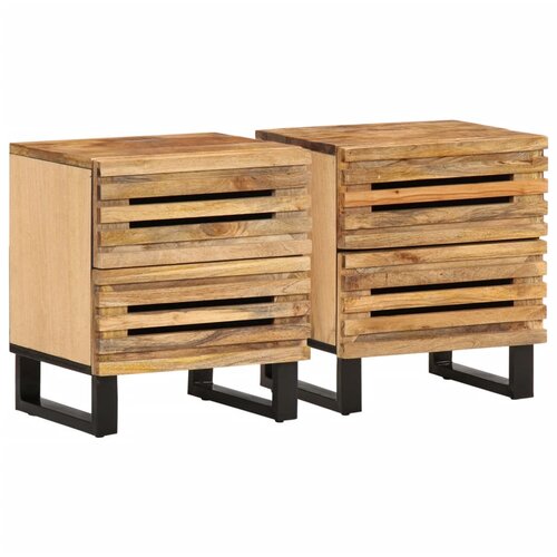 VidaXL Noćni ormarići 2 kom 40x34x46 cm od masivnog grubog drva manga Slike