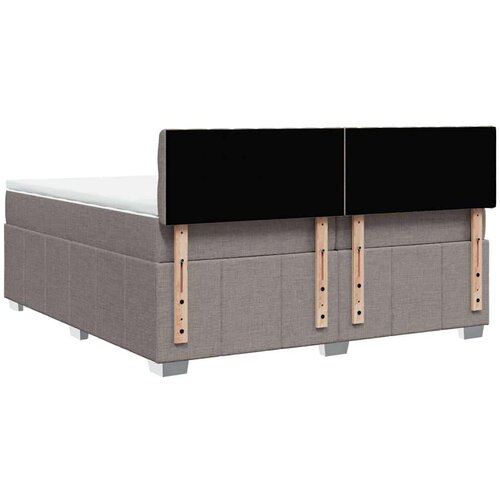  Krevet s oprugama i madracem smeđesivi 200x200 cm od tkanine Slike