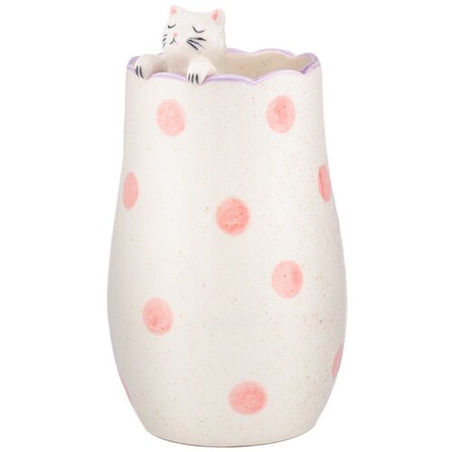 Sass &amp;amp; Belle Bijela vaza od dolomita (visina 18 cm) Peeking Cat &amp;ndash; Slike