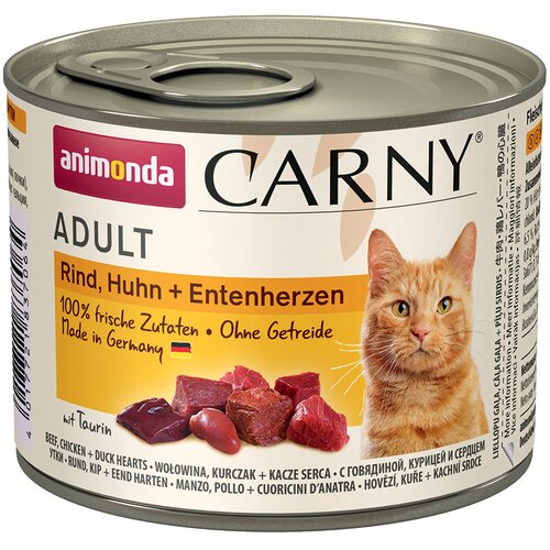 Varčno pakiranje Animonda Carny Adult 12 x 200 g - Govedina, piščanec & račja srca Cene