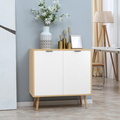 HOMCOM Moderna večnamenska omara iz iverne plošče in borovega lesa s 3-stopenjsko nastavljivo notranjo polico, 77x35x77,5 cm, za dnevno sobo, kuhinjo in kopalnico., (20745500) Cene