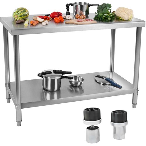 Royal Catering Miza, gostinski pult, nerjaveče jeklo, s polico, 100x70cm, (21389184) Cene