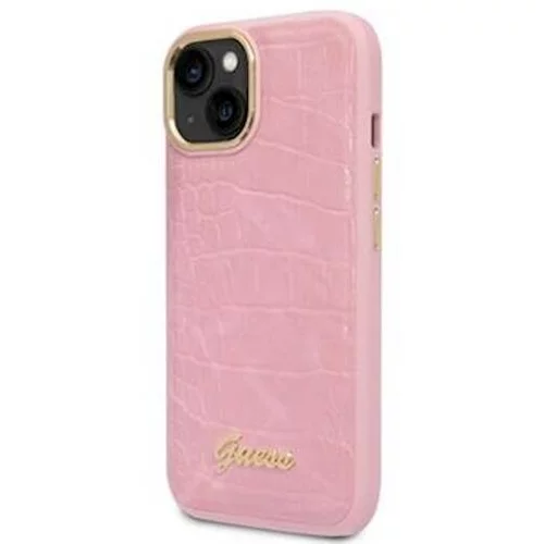 Guess ovitek Croco Iphone 14 Plus Pink GUHCP14MHGCRHP