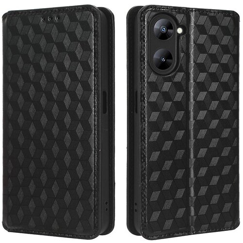 INORCO Za Realme V30 5G/V30t PU usnjena torbica za denarnico z vtisnjenim vzorcem romba, stojalo, ovitek za telefon, (22033971) Cene