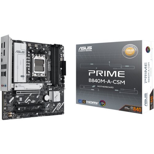 Asus PRIME B840M-A-CSM AM5 mATX osnovna plo&amp;scaron;ča - AMD B840, 4xDDR5, 3xM.2, 4xSATA, 2.5Gb LAN, 2xDP, 1xHDMI, Aura Sync - 90MB1J10-M0EAYC Slike