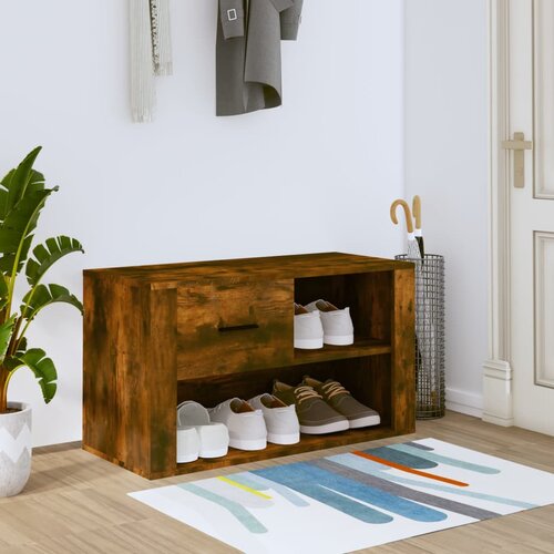 VidaXL Omarica za čevlje dimljeni hrast 80x35x45 cm inženirski les Slike