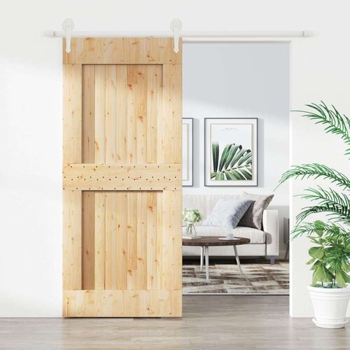  Drsna vrata s kompletom vodil 90x210 cm trdna borovina, (20999095) Cene
