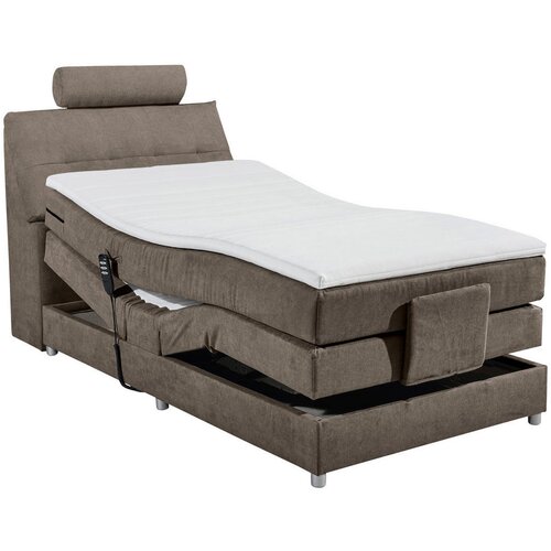 MID.YOU POSTELJA BOXSPRING 120 cm x 200 cm , tekstil, leseni material rjava Slike