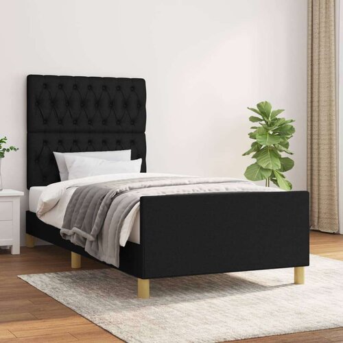  Posteljni okvir z vzglavjem črn 90x190 cm blago, (20791872) Slike