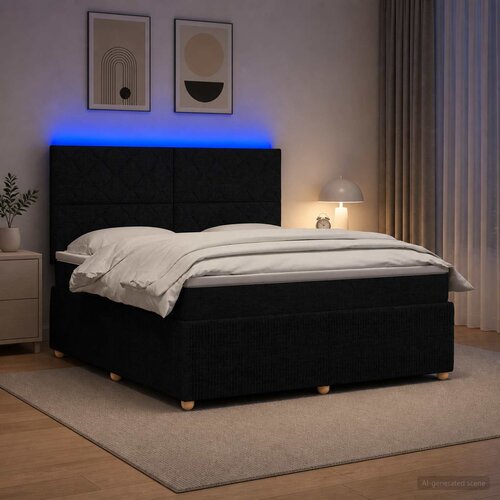 LED okvir za krevet s madracem Crna 140 x 190 cm Tkanina Cijene