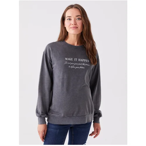 LC Waikiki Crew Neck Printed Long Sleeve Maternity Sweatshirt