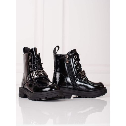 SHELOVET Lace-up girl ankle boots black Shelovet Slike