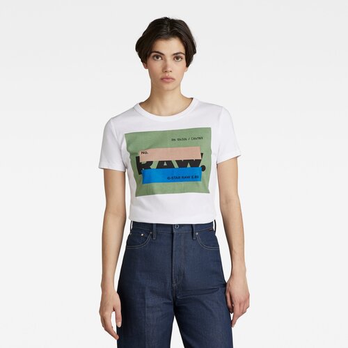 G-star T-shirt - RAW. Cvrd Long Slim R T White Cene