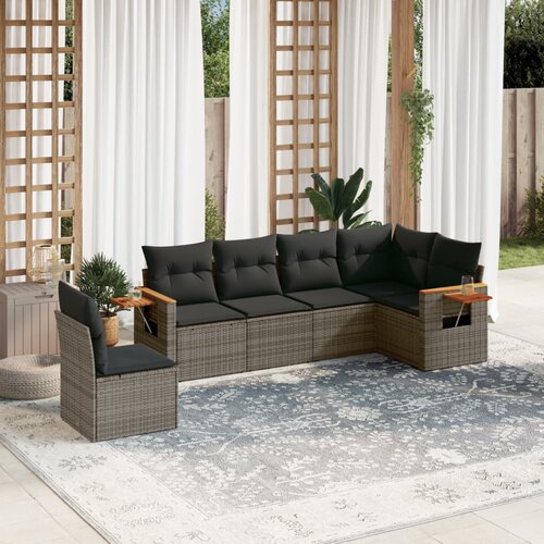 vidaXL 6-dijelni set vrtnih sofa od poliratana s jastucima sivi Cijene