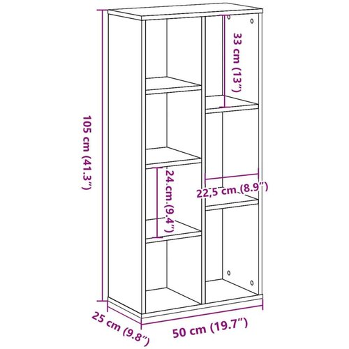  Regal za knjige boja hrasta 50x25x105 cm konstruirano drvo Slike