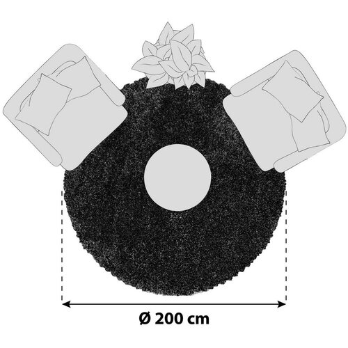XXXL Preproga Fluffy, &amp;Oslash; 200cm, Antracit Slike