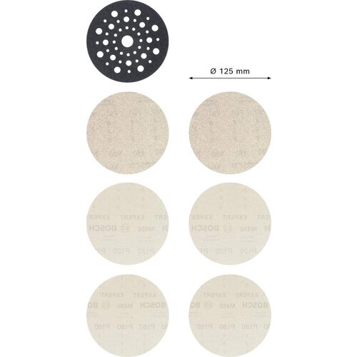 Bosch EXPERT M480 početni komplet za rotacione brusilice 125mm, granulacija 80/120/180; 7-delni - 2608901202 Slike