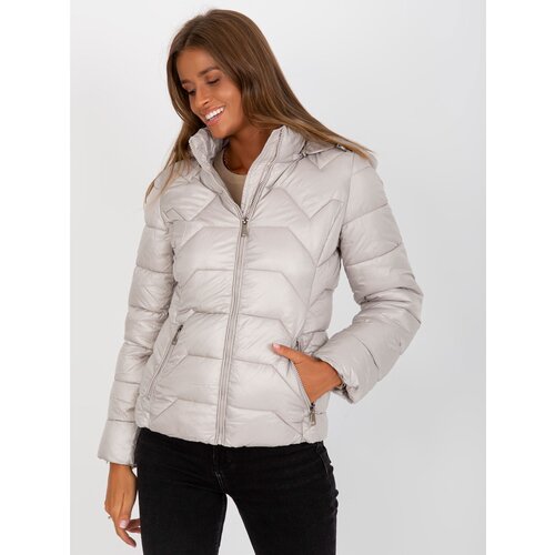 Fashion Hunters Light gray women&amp;#039;s transitional quilted jacket Slike