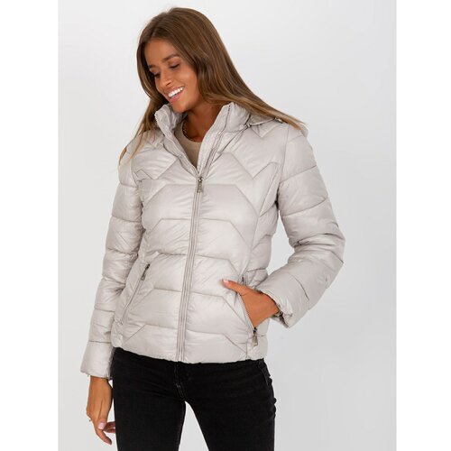 Fashion Hunters Light gray women's transitional quilted jacket Slike