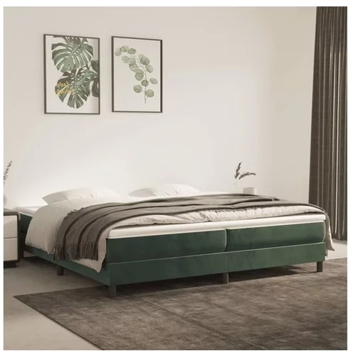 Box spring postelja z vzmetnico temno zelena 200x200 cm žamet