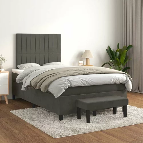Box spring postelja z vzmetnico temno siva 120x200 cm žamet, (20791600)