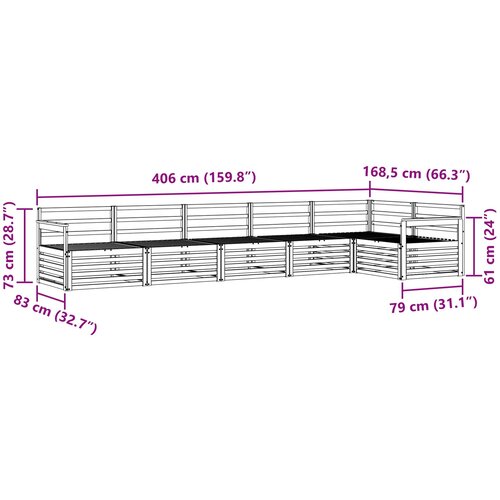  Set vanjskih sofa 6 kom. Prirodna Smeđa 406 x 168,5 x 73 cm Slike