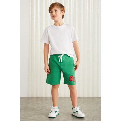 Grimelange Darvell-grm24007 Boys 100% Cotton Printed Shorts Benetton Gree Slike