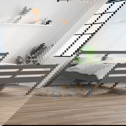 The Living Store Posteljni okvir siv iz trdnega lesa 150x200 cm - Posteljni Okvir, (21525540) Cene