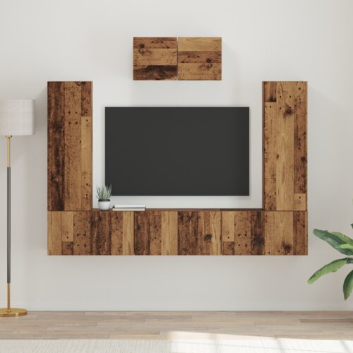 vidaXL Komplet TV omaric s polico 7 pcs Staro les 180 x 30 x 120 cm Cene