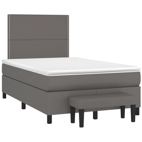 vidaXL Box spring postelja z vzmetnico siva 120x190 cm umetno usnje Cene