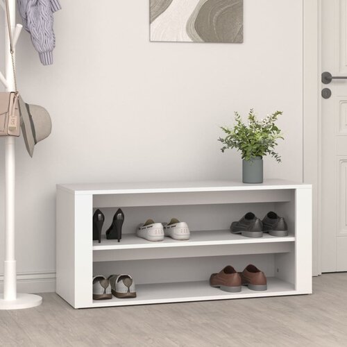 vidaXL Regal za čevlje bel 100x35x45 cm inženirski les Cene