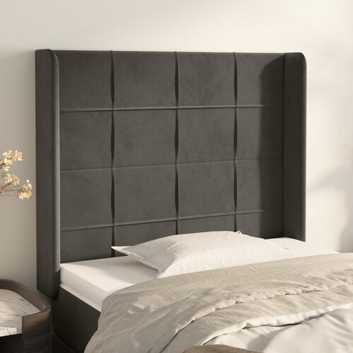vidaXL Vzglavje z ušesi temno sivo 103x16x118/128 cm žamet Cene