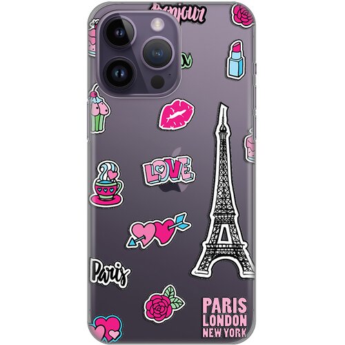 Silikonska maska za iPhone 14 Pro Max 6.7 Love Paris Print Skin providna Slike