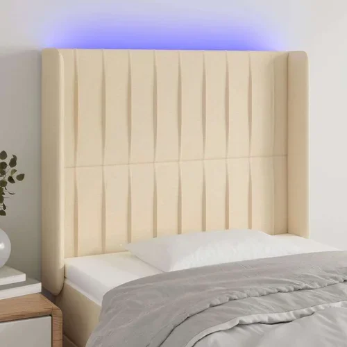 LED posteljno vzglavje krem 103x16x118/128 cm blago, (20951706)