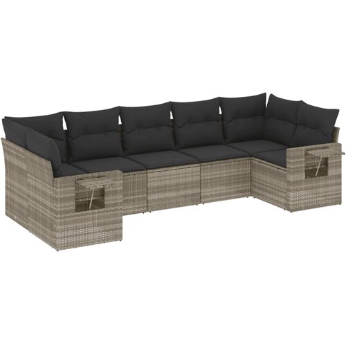 vidaXL 7-dijelni set vrtnih sofa svjetlosivi od poliratana Cijene