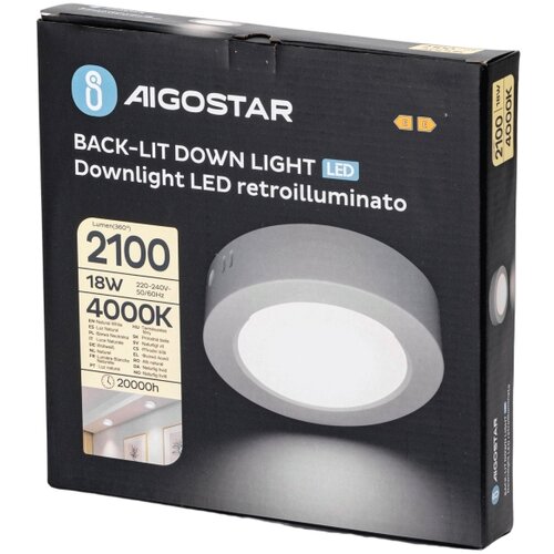 Aigostar LED plafonsko svetlo za povr&amp;scaron;insku montažu LED/18W/230V prečnik 22,6 cm 4000K belo Slike