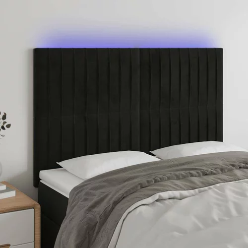  LED posteljno vzglavje črno 144x5x118/128 cm žamet, (20951776)