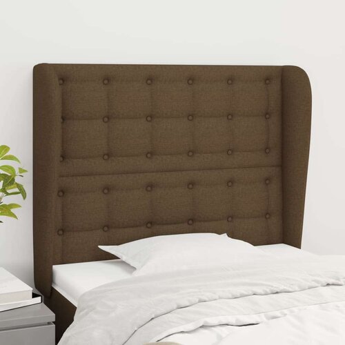 Vzglavje z ušesi temno rjavo 83x23x118/128 cm blago, (20952586) Cene