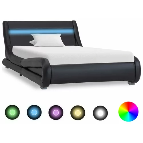  za krevet od umjetne kože s LED svjetlom crni 90 x 200 cm