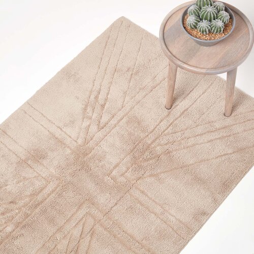 HOMESCAPES preproga Union Jack tuftana - enobarvna - bež 90 x 150 c, (5000161113) Cene
